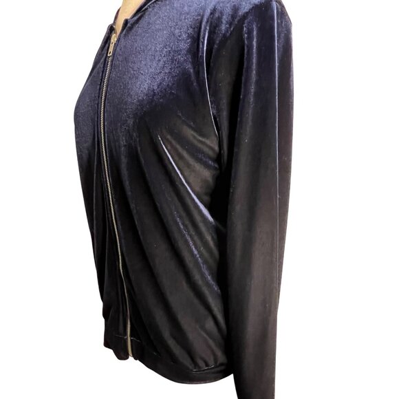 bp Tops - BP women’s medium Valore velvet jacket front full zipper long sleeve blue